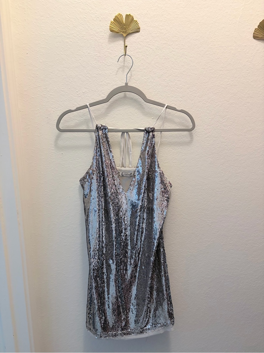 Free People Double Take Silver Sequin Mini Slip Dress Women’s Size Medium - Picture 2 of 8